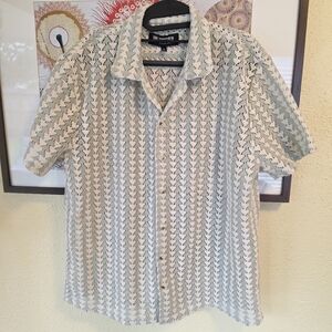 San Francisco Work Shirts Crochet Arrows Knit Button-Up Shirt L